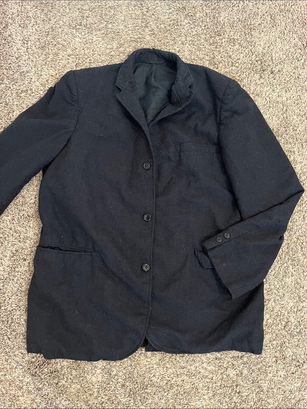 🎃 Men's Black Casual Wool Blazer Jacket - Classic Button Front